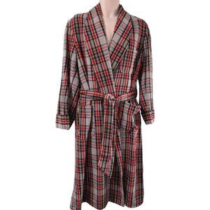 Vintage 1940s Sears Pilgrim Plaid Robe Mens M Cozy Wool Flannel Snap On Belt GUC